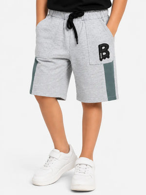 BloomUp Light Grey Utility Shorts for Boys – Soft Cotton Cargo Style Summer Shorts