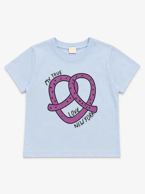 BloomUp Sky Blue Printed Crop Top for Girls – Soft Cotton Casual Wear