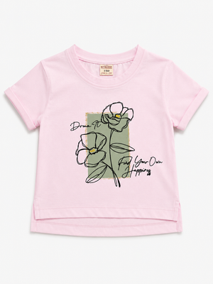 Girls Baby Pink Soft Cotton T-Shirt Casual Fashion Kids Wear BloomUp