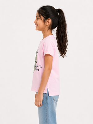 Girls Baby Pink Soft Cotton T-Shirt Casual Fashion Kids Wear BloomUp