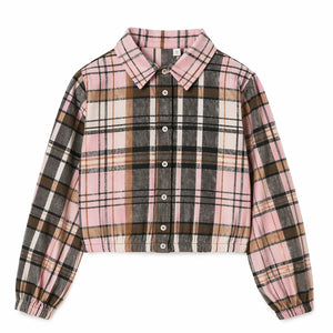Brown Checked Kids Shirt – Soft Cotton Stylish Casual Wear for Girls BloomUp