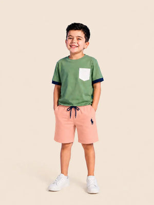 BloomUp Peach Cotton Shorts for Boys – Soft Casual Summer Wear