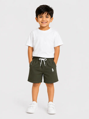BloomUp Olive Cotton Shorts for Boys – Soft Casual Summer Wear