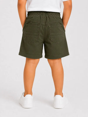 BloomUp Olive Cotton Shorts for Boys – Soft Casual Summer Wear