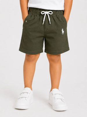 BloomUp Olive Cotton Shorts for Boys – Soft Casual Summer Wear