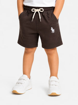 BloomUp Dark Coffee Brown Cotton Shorts for Boys – Soft Casual Summer Wear