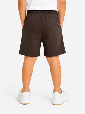 BloomUp Dark Coffee Brown Cotton Shorts for Boys – Soft Casual Summer Wear