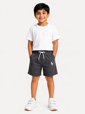 BloomUp Charcoal Grey Cotton Shorts for Boys – Soft Casual Summer Wear