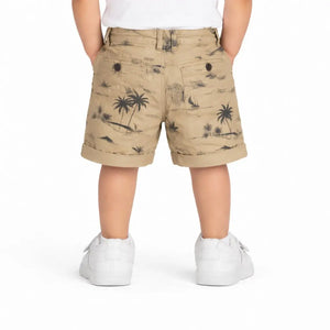 Kids Fawn Tropical Print Cotton Shorts with Button Closure BloomUp