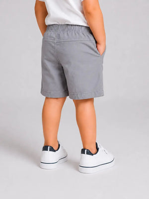 BloomUp Light Grey Utility Pocket Shorts for Boys – Soft Cotton Casual Summer Wear