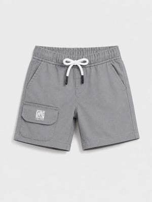 BloomUp Light Grey Utility Pocket Shorts for Boys – Soft Cotton Casual Summer Wear