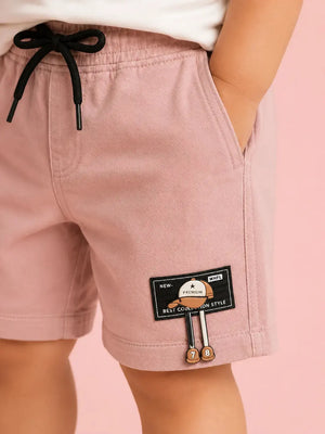 BloomUp Dusty Pink Premium Casual Shorts for Boys – Soft Cotton Drawstring Summer Wear