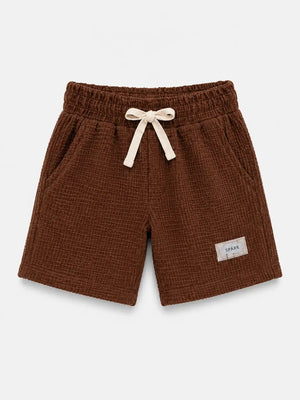 BloomUp Rust Waffle Texture Knitted Shorts for Boys – Soft Cotton Summer Wear