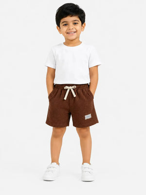 BloomUp Rust Waffle Texture Knitted Shorts for Boys – Soft Cotton Summer Wear