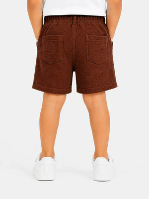BloomUp Rust Waffle Texture Knitted Shorts for Boys – Soft Cotton Summer Wear