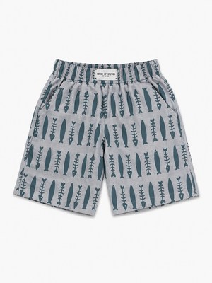 Boys Grey Geometric Printed Shorts Soft Cotton Bottom Wear BloomUp