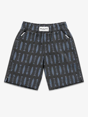 BloomUp Dark Coffee Brown Fish Print Cotton Shorts for Boys – Soft Summer Wear