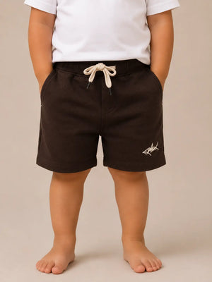 BloomUp Chocolate Brown Drawstring Shorts for Boys – Soft Cotton Blend Casual Summer Shorts