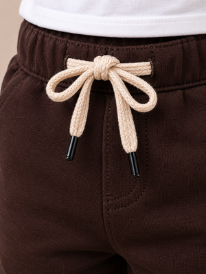 Chocolate Brown Drawstring Shorts for Boys – Soft Cotton Blend Casual Summer Shorts BloomUp