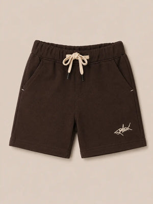 BloomUp Chocolate Brown Drawstring Shorts for Boys – Soft Cotton Blend Casual Summer Shorts