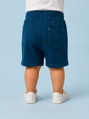 Navy Blue Drawstring Shorts for Boys – Soft Cotton Blend Casual Summer Shorts BloomUp