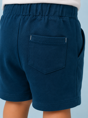 Navy Blue Drawstring Shorts for Boys – Soft Cotton Blend Casual Summer Shorts BloomUp
