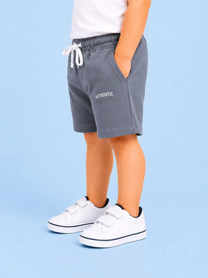 BloomUp Steel Blue Authentic Printed Shorts for Boys – Soft Cotton Casual Summer Wear