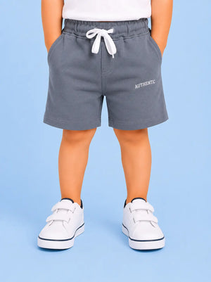 BloomUp Steel Blue Authentic Printed Shorts for Boys – Soft Cotton Casual Summer Wear