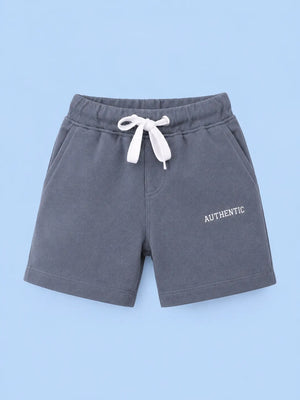 BloomUp Steel Blue Authentic Printed Shorts for Boys – Soft Cotton Casual Summer Wear