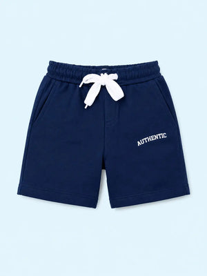 BloomUp Navy Blue Authentic Printed Shorts for Boys – Soft Cotton Casual Summer Wear