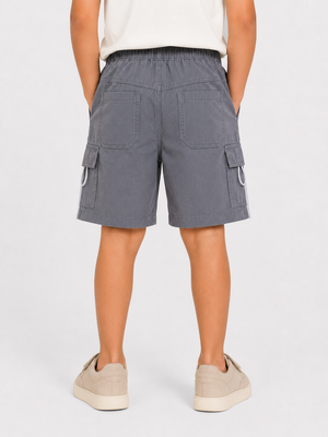 Boys Grey Cargo Style Shorts Soft Cotton Bottom Wear BloomUp