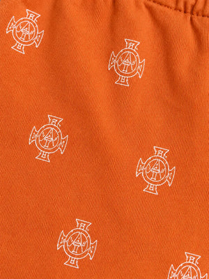 BloomUp Rust Printed Knitted Shorts for Boys – Soft Cotton Summer Wear