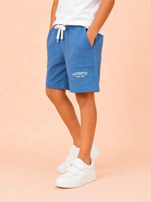 BloomUp Blue Authentic Printed Knitted Shorts for Boys – Soft Cotton Summer Wear