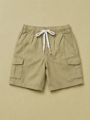 BloomUp Khaki Cargo Shorts for Boys – Classic Utility Pocket Casual Summer Wear