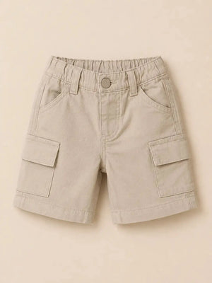 BloomUp Beige Cargo Shorts for Boys – Classic Utility Pocket Casual Summer Wear
