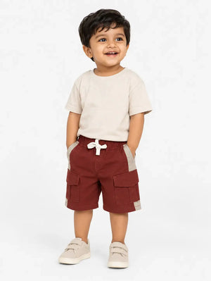 BloomUp Rust Cargo Shorts for Boys – Soft Cotton Summer Wear Kids Shorts