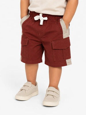 BloomUp Rust Cargo Shorts for Boys – Soft Cotton Summer Wear Kids Shorts