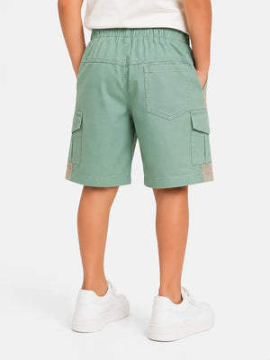 BloomUp Mint Green Cargo Shorts for Boys – Soft Cotton Summer Wear Kids Shorts