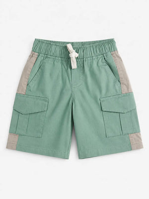 BloomUp Mint Green Cargo Shorts for Boys – Soft Cotton Summer Wear Kids Shorts