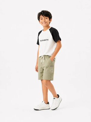 BloomUp Pista Green Cotton Cargo Shorts for Boys – Soft Summer Wear Kids Shorts