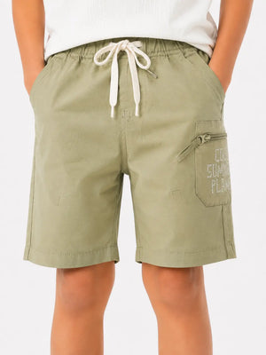 BloomUp Pista Green Cotton Cargo Shorts for Boys – Soft Summer Wear Kids Shorts