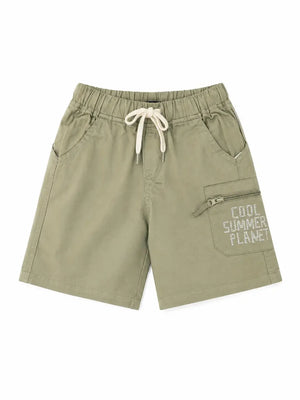 BloomUp Pista Green Cotton Cargo Shorts for Boys – Soft Summer Wear Kids Shorts