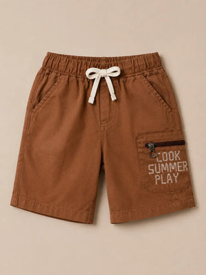 BloomUp Rust Cotton Cargo Shorts for Boys – Soft Summer Wear Kids Shorts