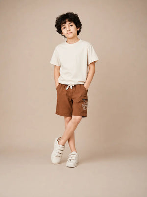 BloomUp Rust Cotton Cargo Shorts for Boys – Soft Summer Wear Kids Shorts