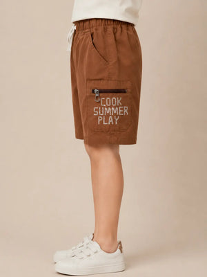 BloomUp Rust Cotton Cargo Shorts for Boys – Soft Summer Wear Kids Shorts