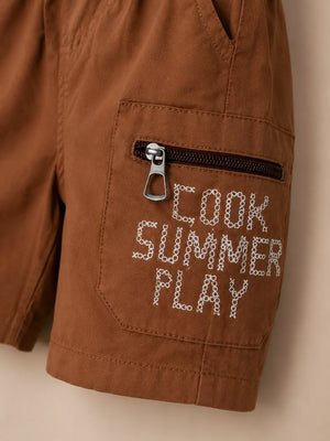 BloomUp Rust Cotton Cargo Shorts for Boys – Soft Summer Wear Kids Shorts
