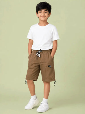 BloomUp Brown Cotton Shorts for Boys – Soft Summer Wear Toddler Shorts