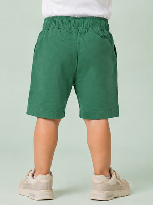 White & Green Cargo Shorts for Boys – Multi-Pocket Printed Summer Shorts BloomUp
