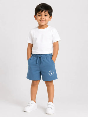 BloomUp Air Force Blue Cotton Shorts for Boys – Soft Summer Wear Toddler Shorts