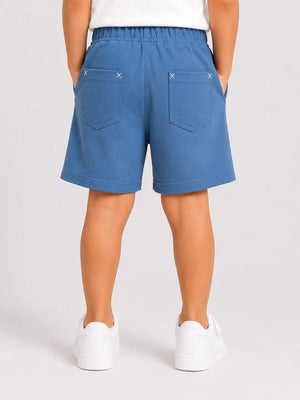 BloomUp Air Force Blue Cotton Shorts for Boys – Soft Summer Wear Kids Shorts